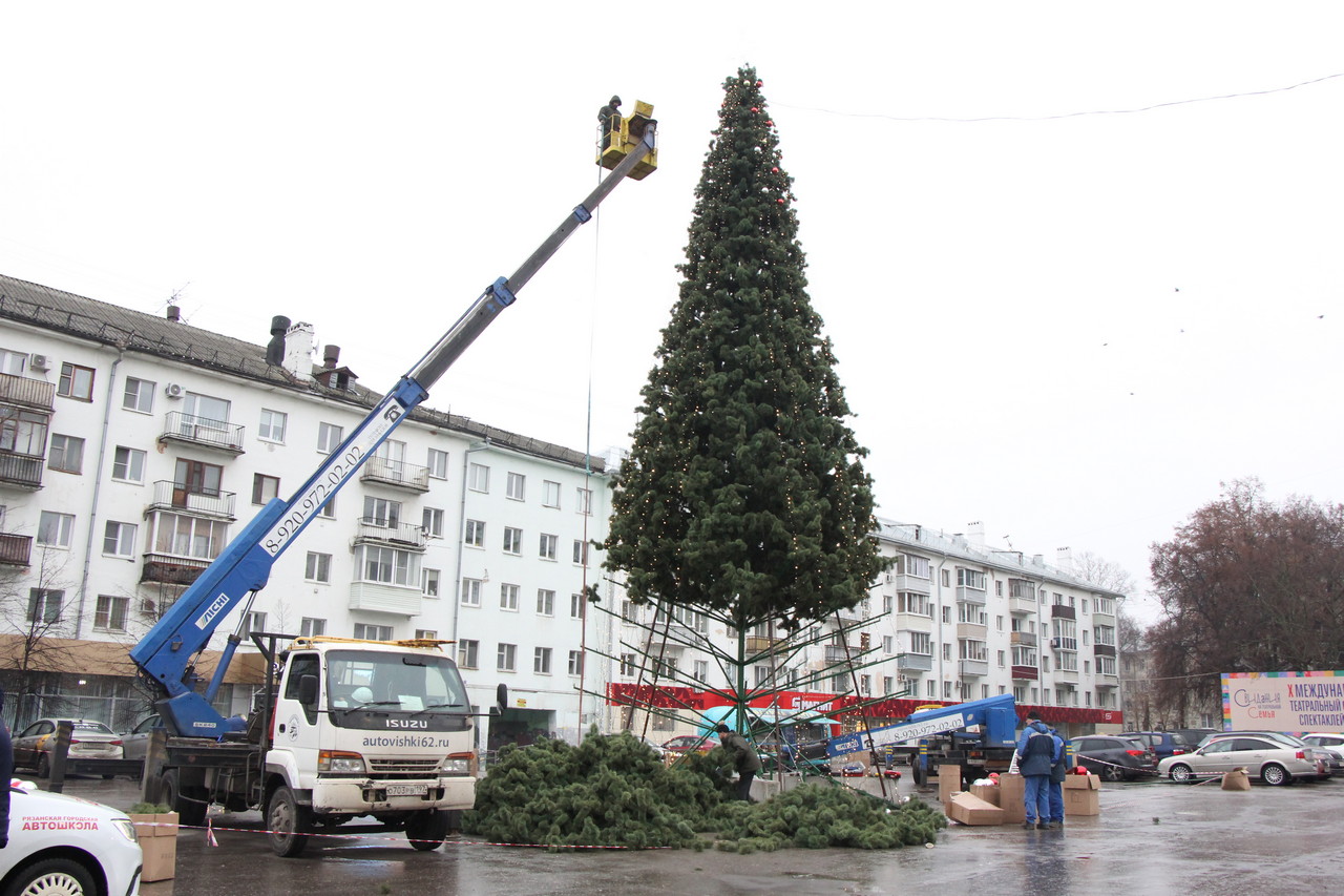 В Рязани начали наряжать новогодние елки